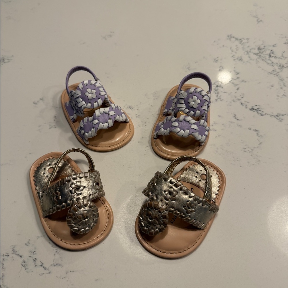 Jack Rogers Lavender and Metallic Kids Sandals bundle